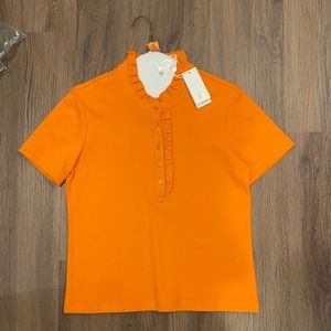 Tory Burch ruffle polo, medium, new with tags